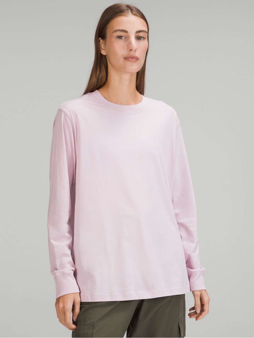 Long Sleeve Crewneck Top in Light Pink - 4